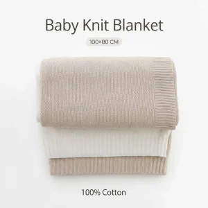 Factory Customized 100% Cotton Knitted Newborn Swaddling Blanket Autumn Winter Suitable Comfortable Foldable Children Blanket