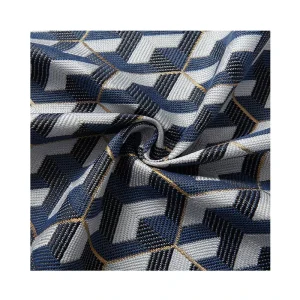 Factory Customized Geometric Pattern 100% Polyester Eco Friendly Yarn Dyed Knitted Jacquard Curtain Fabric