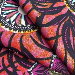 Factory Customized LOGO 100% Polyester Fabrics Golden Wax Pagne Africain Print Fabric