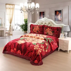 Factory Customized Soft Fleece Sofa Cover Blanket Throws Home Bedroom Bed 4 piece Raschel Blankets Set with Pillows