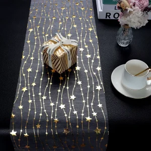 Factory Customized Tassel Star Table Runner for Wedding Dining Table and Chair Decoration Family Gathering