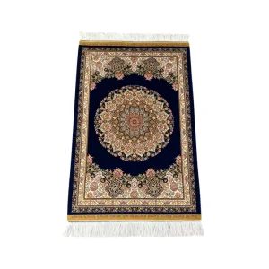 Factory Dark Blue Palace Pattern Fabric Rug Silk Fringe Persian Modal Rug Home Decor Rug 80*120cm