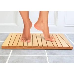 Factory Detachable Anti Slip Bamboo Bath Rug Non Slip Floor Mat for Spa Sauna Kitchen Shower Bathmat