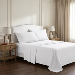Factory Direct 100% Cotton Hotel Bed Sheets Low MOQ Flat Sheet Deep Pocket Fitted Sheet Stitching Flame Retardant Eco Friendly