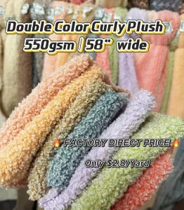 Factory Direct 100% Polyester Knitted Breathable Double Color Curly Plush Fabric 550gsm 58″ Toy Pet Bed Upholstery