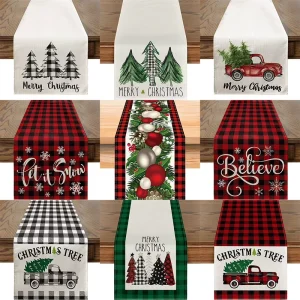 Factory Direct 13×72 Inch Christmas Table Runner Plant Linen Insulation Anti Fouling Tablecloth for Holiday Home Decorations