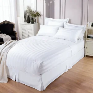 Factory Direct 300TC White Hotel Fitted Sheet 100% Cotton Elastic Edge Commercial Bedding Sheet Bulk Supply