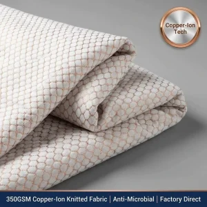 Factory Direct 350GSM Copper Ion Jacquard Stretch Knitted Mattress Fabric Anti Microbial 100% Polyester Ticking OEM Mattress
