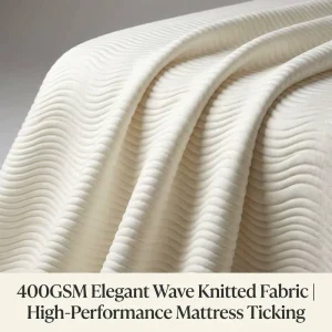 Factory Direct 400GSM Cream Knitted Mattress Fabric Elegant Wave Texture Jacquard Ticking for Luxury Bedding