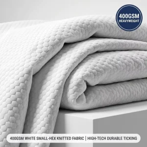 Factory Direct 400GSM White Knitted Mattress Fabric Minimalist Small Hexagon Jacquard Ticking for OEM Manufacturers