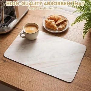 Factory Direct Absorbent Coffee Bar Mat Fast-dry Diatomite Drying Mats with Non-slip Backing for Kitchen Sink Countertop