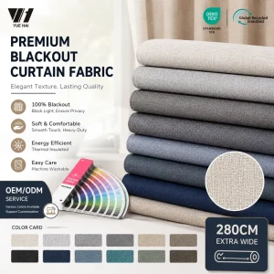 Factory Direct BS5867 Flame Retardant Waterproof Triple Pass Blackout 100% Polyester PA Coated Curtain Fabric for Hotel Projects