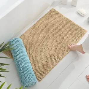 Factory Direct Chenille Bath Mat for Vanity Elegant Soft Bathroom Floor Rug
