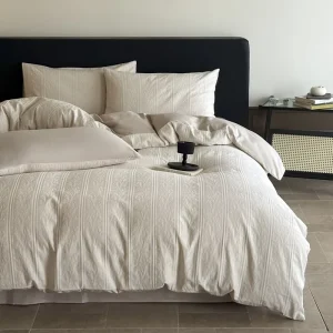 Factory Direct Cotton Jacquard Bedding Set 4pcs Custom Duvet Cover Bed Sheet Set for Hotel Home Textile