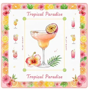 Factory Direct Custom American Mahjong Mats Summer Vibe Wine Whiskey Coffee Design Waterproof Silent Non Slip Poker Pad