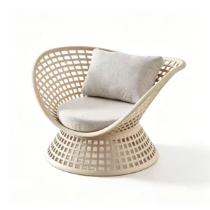 Factory Direct Custom Color Full Grid Hollow PP Plastic Leisure Lounge Chair With Cushion Pillow for Hotel Commercial Project
