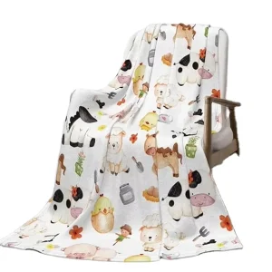 Factory Direct Custom Farm Barn Animals Western Print Flannel Blanket 3D Digital Printing Soft Polyester Throw Home Decor