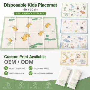 Factory Direct Custom Printed Disposable Kids Placemat 40cm Width Custom Length Food Grade BPA Free with Custom Box Made China