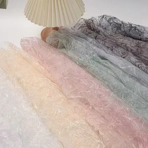 Factory Direct DIY Breathable Lightweight Weft Knitted Brocade Fabric Mesh Peony Embroidery Girls Accessories Wedding Veil