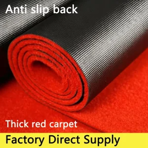 Factory Direct Extra Thick Red Runner Carpet with Non Slip Backing Red Carpet for Wedding Exhibition Opening Ceremony
