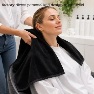 Factory Direct Full Custom Black Coral Fleece Salon Towel Microfiber Super Absorbent Quick Dry for Hairdressing Barbershop