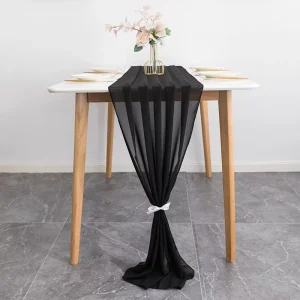 Factory Direct Gauze Table Runner Wrinkled Texture Design for Farmhouse Rustic Wedding Table Setting Bulk Order