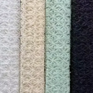 Factory Direct Jacquard Tricot Woven Embroidery Fabric 3D Mesh Lace 100% Polyester Breathable PA Coated Medium Weight