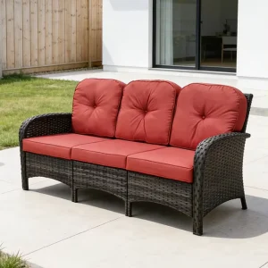 Factory Direct Luxury PE Wicker Outdoor Sofa 3 Seater Sofa Patio Sofa Garden Sofa Balcony Sofa Couch Removable Cushions