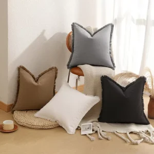 Factory Direct Luxury Woven Cotton Square Throw Pillow Frayed Edges Eco-Friendly Modern for Home Living Room Sofa Hotel