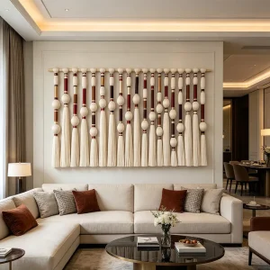 Factory Direct Modern Luxury Handmade Woven Fiber Wall Sculpture for Hospitality Residential & Commercial Design Projects