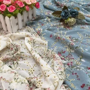 Factory Direct New 100% Nylon Printed Potted Flowers Embroidery Brocade Fabric Weft PVC Coated Breathable Medium Accessories