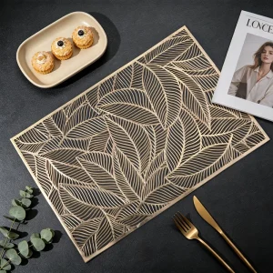 Factory Direct Openwork PVC Decorative Mat Place Mats Dining Table Heat Proof Leaf Motif Set Design for Party Various Occasions