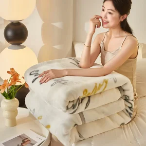 Factory Direct Raschel Blanket Double-Layered Extra-Thick Coral Fleece Throw Geometric Pattern 500g for Winter Couples