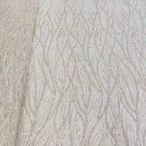 Factory Direct Ready Stock White European style Brocade Fabric Stage Gown Wedding Dress Beaded Sequin Embroidery 100%