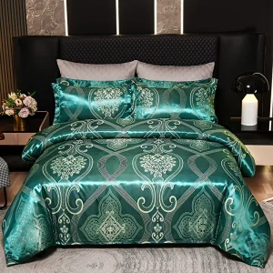 Factory Direct Sale 4 Piece Plain Warm Wedding Home Bedding Set Jacquard Fabric Cotton Soft Moisture Wicking Palace