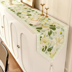 Factory Direct Sale Beautiful Soft Washable Luxury Custom Printed Low MOQ 100% Cotton Linen Kitchen Table Runners for Home