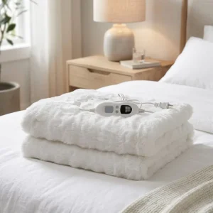 Factory Direct Sale Faux Rabbit Fur Soft Heated Throw Blanket 6 Heat Levels Temperature Controller Machine Wash for Warmer