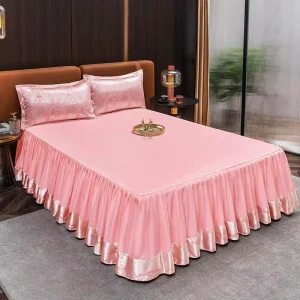 Factory Direct Sale Ice Silk 300tc European Style Soft Bed Skirt Single Bed Cover Anti Slip Mattress Protector Skin Friendly