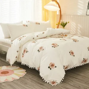 Factory Direct Sale Price Supply High Quality 3pcs Pigment Printing 200TC Floral Pattern Chinese Style Bedding Sets Duvet Cover