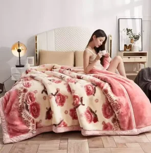 Factory Direct Sale Reversible Style Mink Fleece Throw Raschel Blanket with Richly Printed 2 Ply Flannel for Winter Use