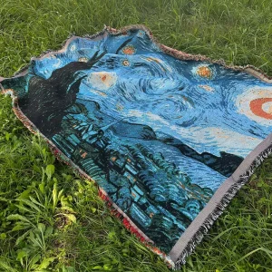 Factory Direct Sale Woven Blanket Polyester Retro Geometry Tapestry Bohemia Custom Woven Blanket
