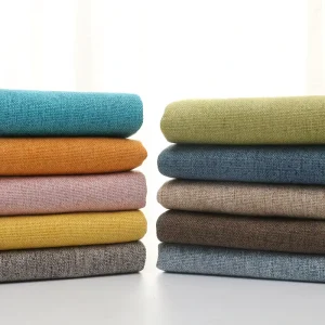 Factory Direct Sales 100% Polyester Knitted Fabric Brushed Plain Linen Look Anti Static 280gsm Thickened Sofa Fabric