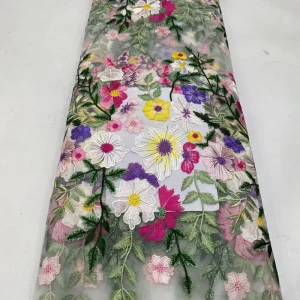 Factory Direct Sales Colorful Embroidery Lace Fabric Dot Pattern Wedding Dress & Cheongsam Applicable in Stock