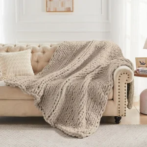 Factory Direct Sales Eco Friendly Handmade Chunky Knit Weighted Chenille Knitted Blanket