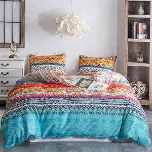 Factory Direct Sales Geometric Printing Style Duvet Bedding Set 90g Microfiber Home 3 Piece Bedding Set