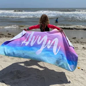 Factory Direct Sales Hiah Quality Customized Print Sand Free Polyester Cotton Towel Beach With Logo Custom Print