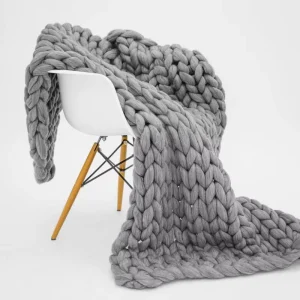 Factory Direct Sales Knit Polyester Cotton Heavy Throw Chunky Knitted Weighted Blanket