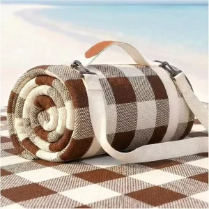 Factory Direct Sales Portable Waterproof Sand Quilted Acrylic Fiber Picnic Mat Outdoor Camping Blanket