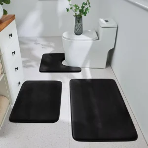 Factory Direct Soft and Comfortable Anti slip Simple Style Solid Color Water absorbent U shaped Toilet Memory Foam Bath Mat