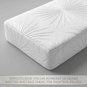 Factory Direct Sophisticated White Stellar Sunburst Jacquard Knitted Mattress Fabric for High End Bedding Brands